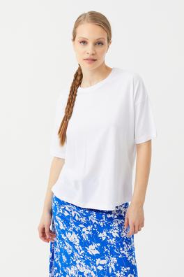 Ecrou Kadın Beyaz Düşük Kol Oversize Basic Tshirt